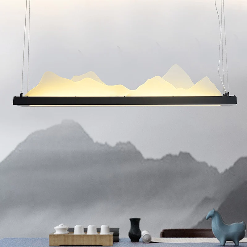 Twist Island Light Modernisme acryl LED zwart hangend verlichtingsarmatuur, 31,5"/39" breed Clearhalo