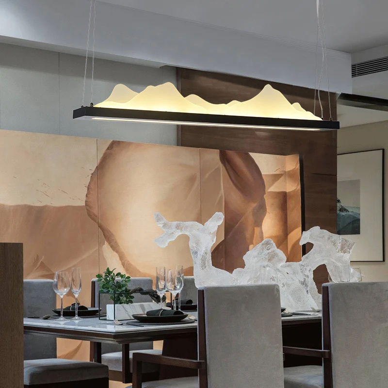 Twist Island Light Modernisme acryl LED zwart hangend verlichtingsarmatuur, 31,5"/39" breed Clearhalo