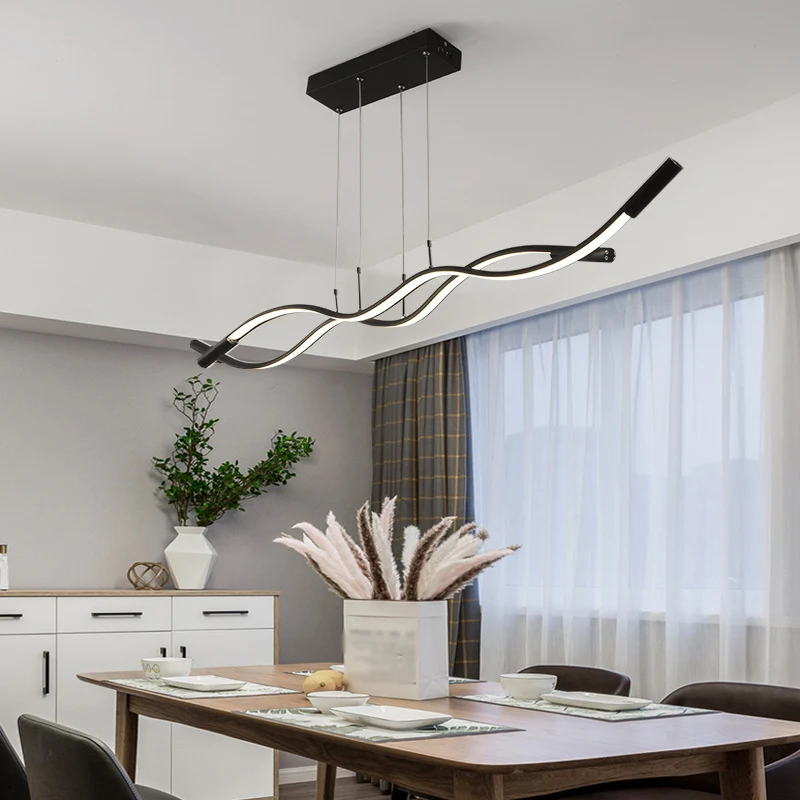 Twisted Line Eetkamer Eilandlamp Metaal Artistieke LED-plafondhanglamp Clearhalo