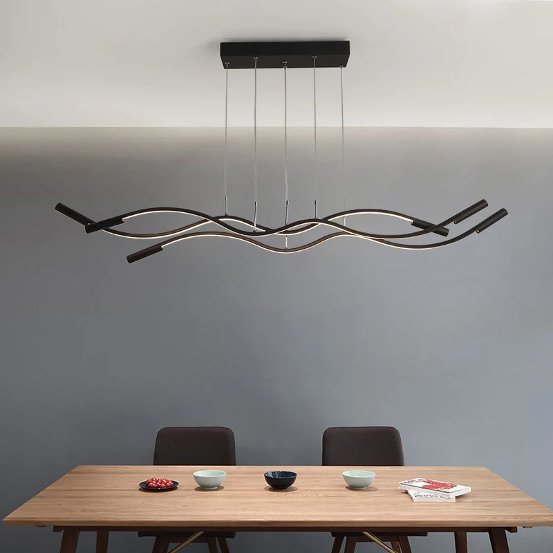 Twisted Line Eetkamer Eilandlamp Metaal Artistieke LED-plafondhanglamp Clearhalo