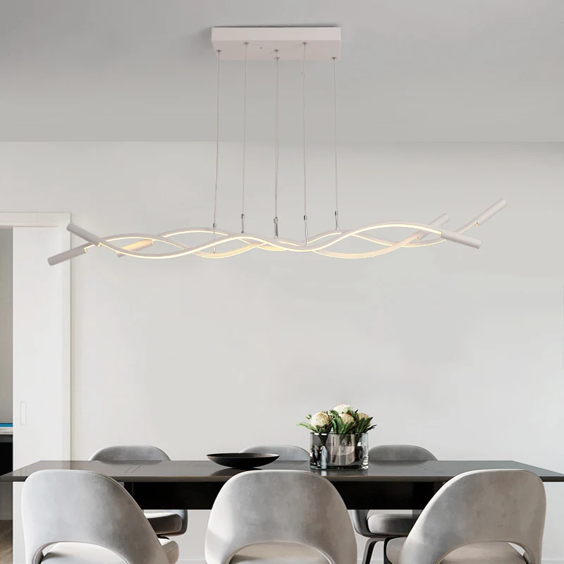 Twisted Line Eetkamer Eilandlamp Metaal Artistieke LED-plafondhanglamp Clearhalo
