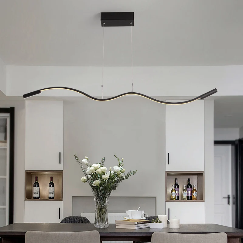 Twisted Line Eetkamer Eilandlamp Metaal Artistieke LED-plafondhanglamp Clearhalo