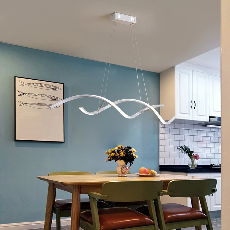 Twisted Line Eetkamer LED Hanglamp Aluminium Simplicity Island Kroonluchterlicht Clearhalo