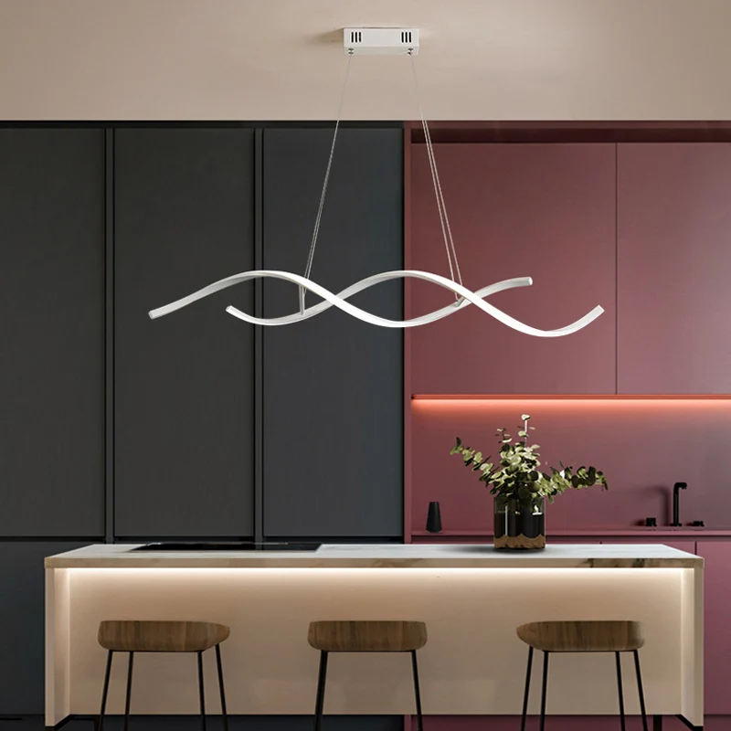 Twisted Line Eetkamer LED Hanglamp Aluminium Simplicity Island Kroonluchterlicht Clearhalo