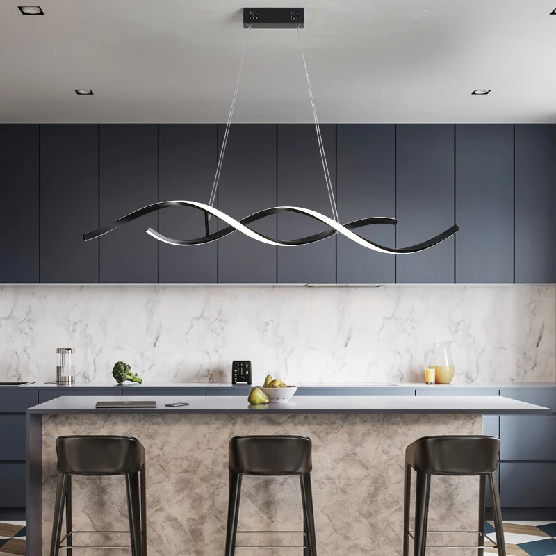 Twisted Line Eetkamer LED Hanglamp Aluminium Simplicity Island Kroonluchterlicht Clearhalo
