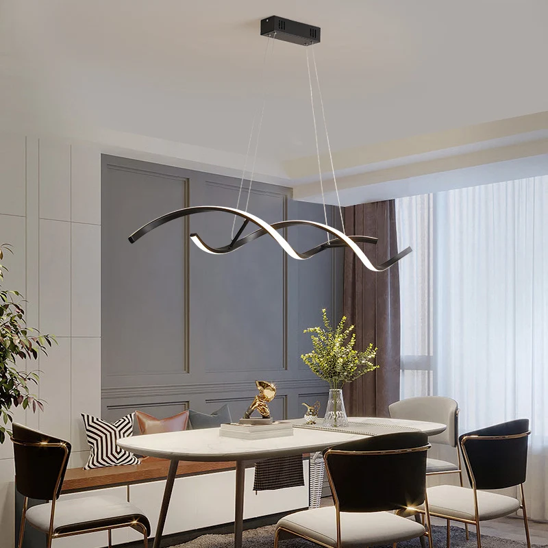 Twisted Line Eetkamer LED Hanglamp Aluminium Simplicity Island Kroonluchterlicht Clearhalo