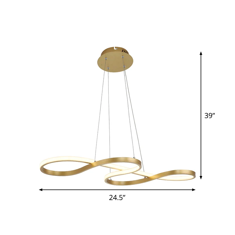 Twisty hangende kroonluchter eenvoud acryl gouden afwerking 24,5 "/31,5" brede LED-hanglamp boven eettafel Clearhalo