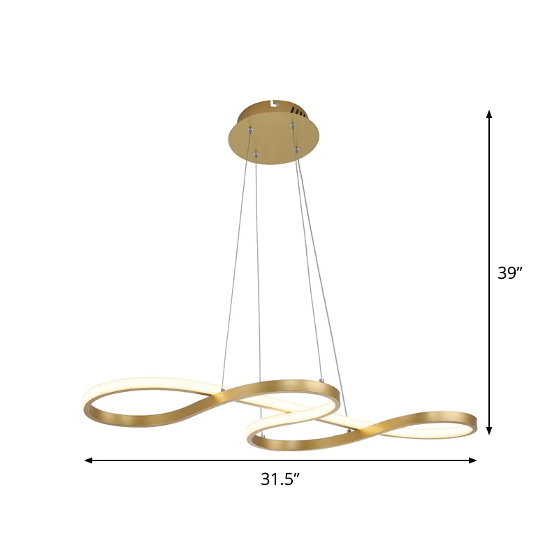 Twisty hangende kroonluchter eenvoud acryl gouden afwerking 24,5 "/31,5" brede LED-hanglamp boven eettafel Clearhalo