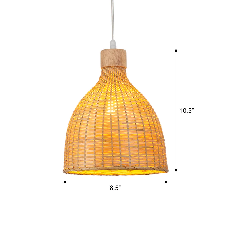 Ui/regendruppel/bel bamboe hanglamp Azië 1 lichtbeige hanglamp boven tafel, 10,5"/17"/18" W Clearhalo
