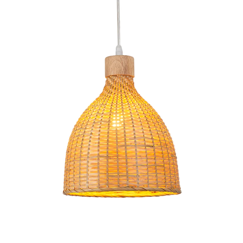 Ui/regendruppel/bel bamboe hanglamp Azië 1 lichtbeige hanglamp boven tafel, 10,5"/17"/18" W Clearhalo