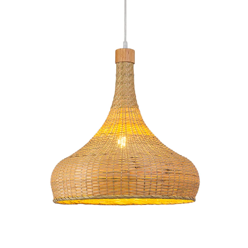 Ui/regendruppel/bel bamboe hanglamp Azië 1 lichtbeige hanglamp boven tafel, 10,5"/17"/18" W Clearhalo