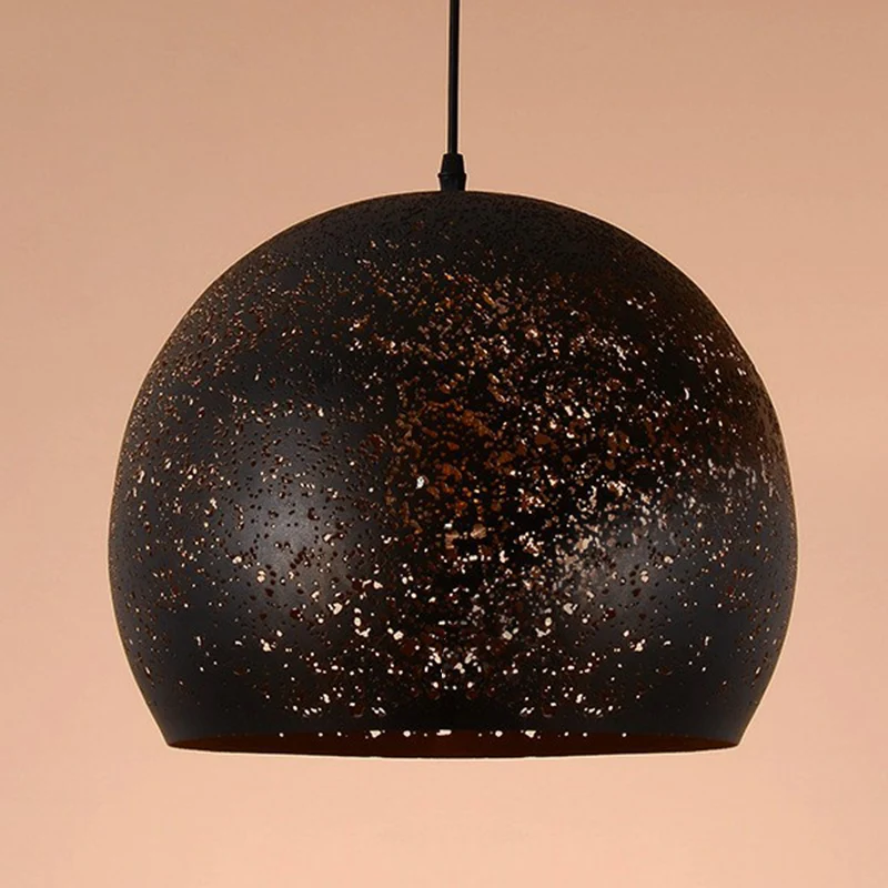 Uitgeholde metalen hanglamp Retro 1-lichts hanglamp met zwarte afwerking voor restaurant Clearhalo