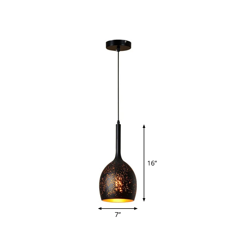Uitgeholde metalen hanglamp Retro 1-lichts hanglamp met zwarte afwerking voor restaurant Clearhalo