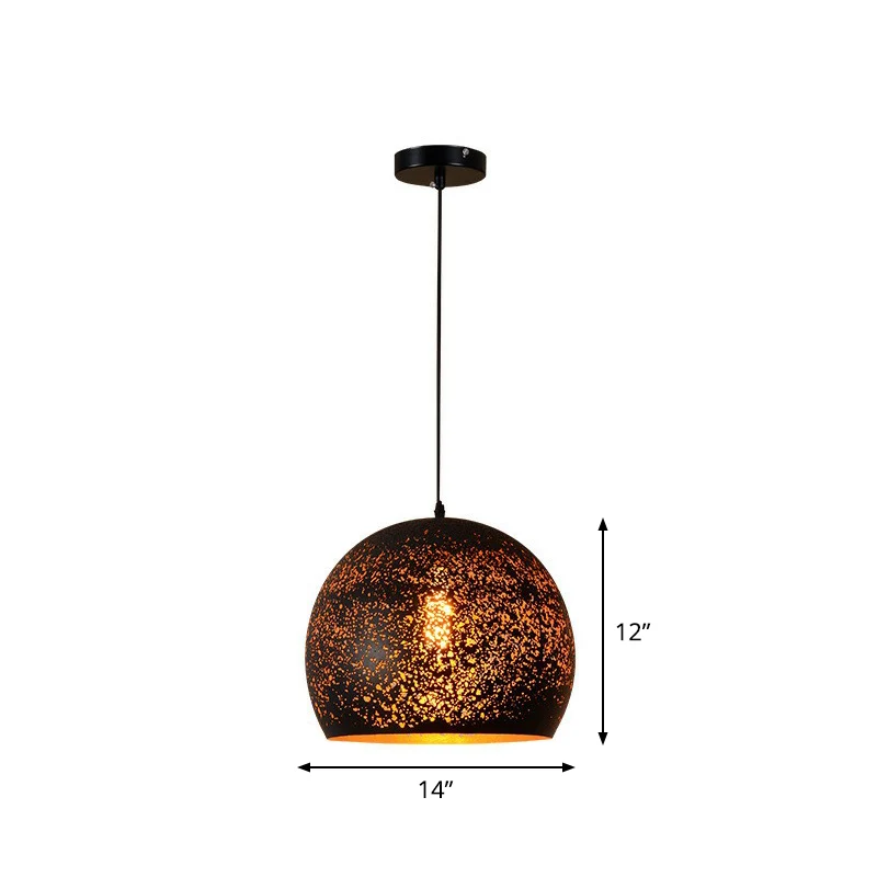 Uitgeholde metalen hanglamp Retro 1-lichts hanglamp met zwarte afwerking voor restaurant Clearhalo