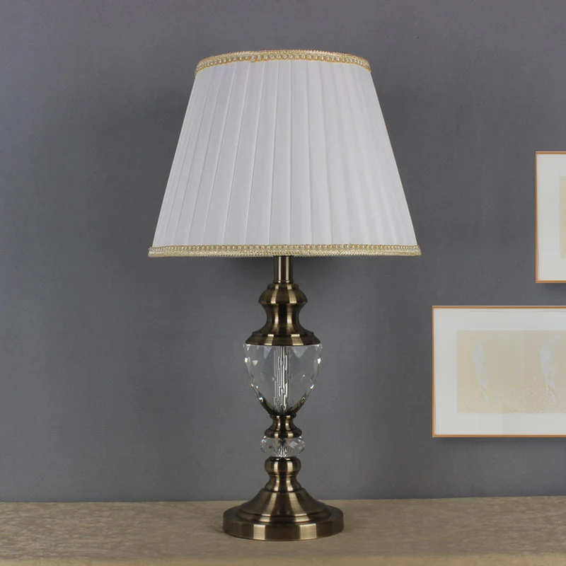Uitlopende kristallen tafellamp moderne stof 1 lamp kleine bureaulamp wit voor woonkamer Clearhalo