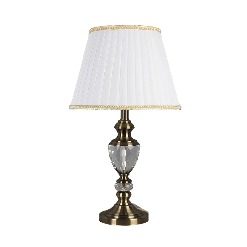 Uitlopende kristallen tafellamp moderne stof 1 lamp kleine bureaulamp wit voor woonkamer Clearhalo