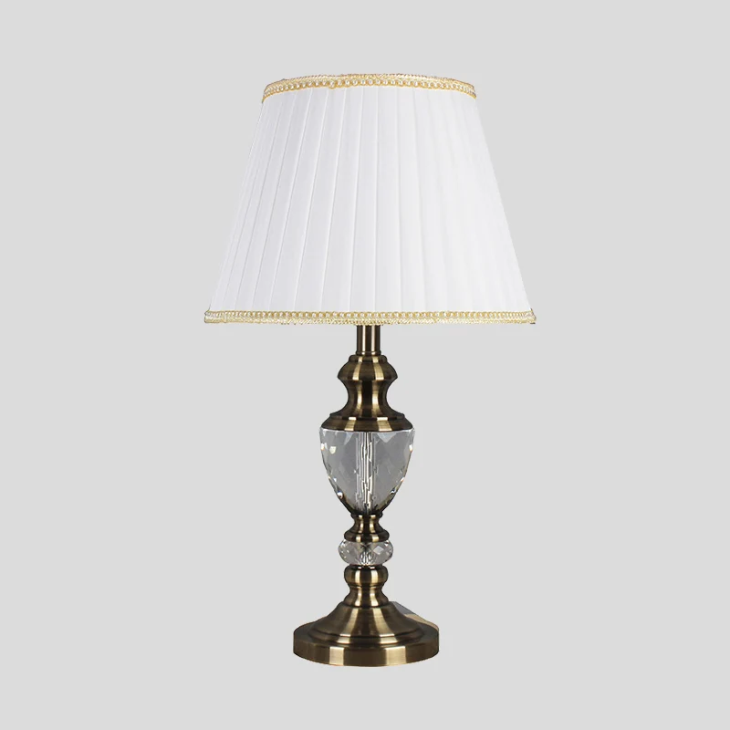 Uitlopende kristallen tafellamp moderne stof 1 lamp kleine bureaulamp wit voor woonkamer Clearhalo