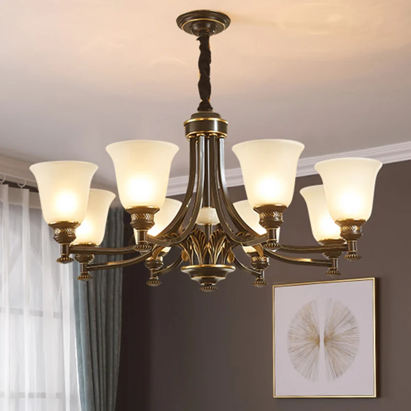 Uitlopende matglazen hanglamp Rustiek woonkamerkroonluchterlicht zwart Clearhalo