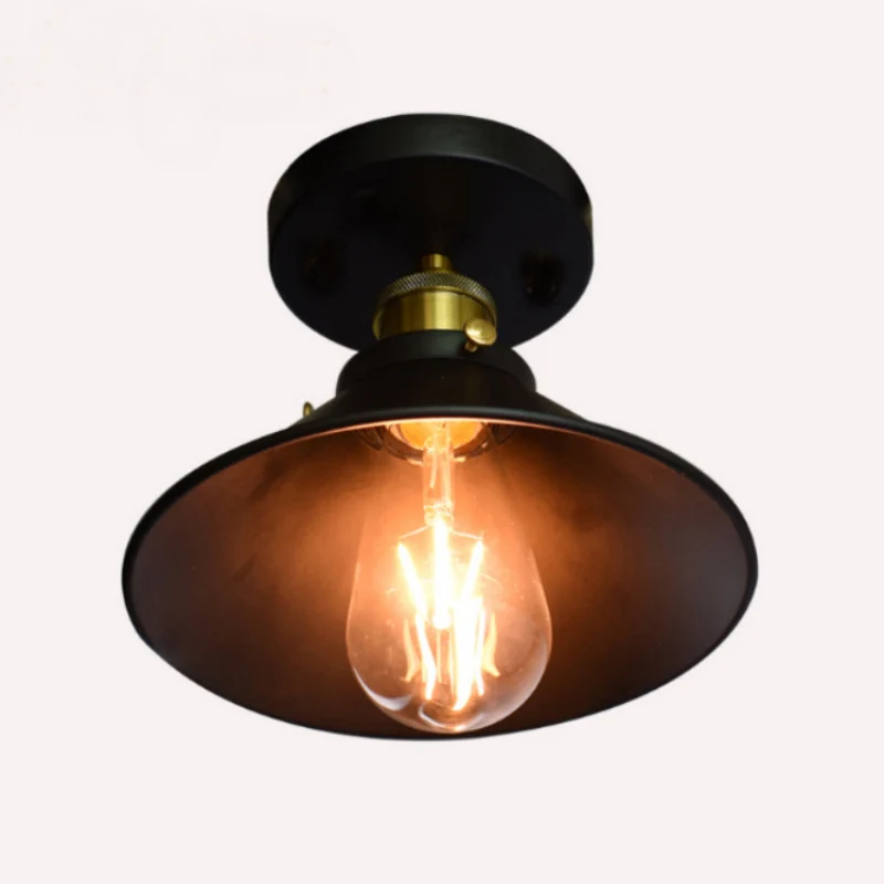 Uitlopende metalen inbouwlamp Boerderij 1 hoofdgang Semi-inbouwplafondlamp zwart Clearhalo