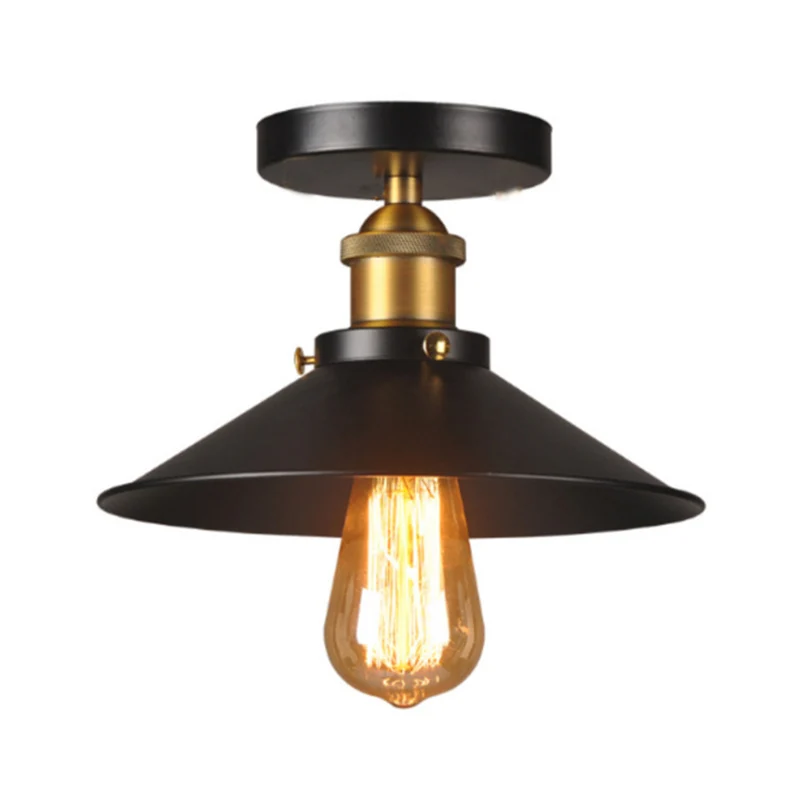 Uitlopende metalen inbouwlamp Boerderij 1 hoofdgang Semi-inbouwplafondlamp zwart Clearhalo