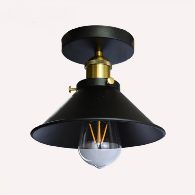 Uitlopende metalen inbouwlamp Boerderij 1 hoofdgang Semi-inbouwplafondlamp zwart Clearhalo
