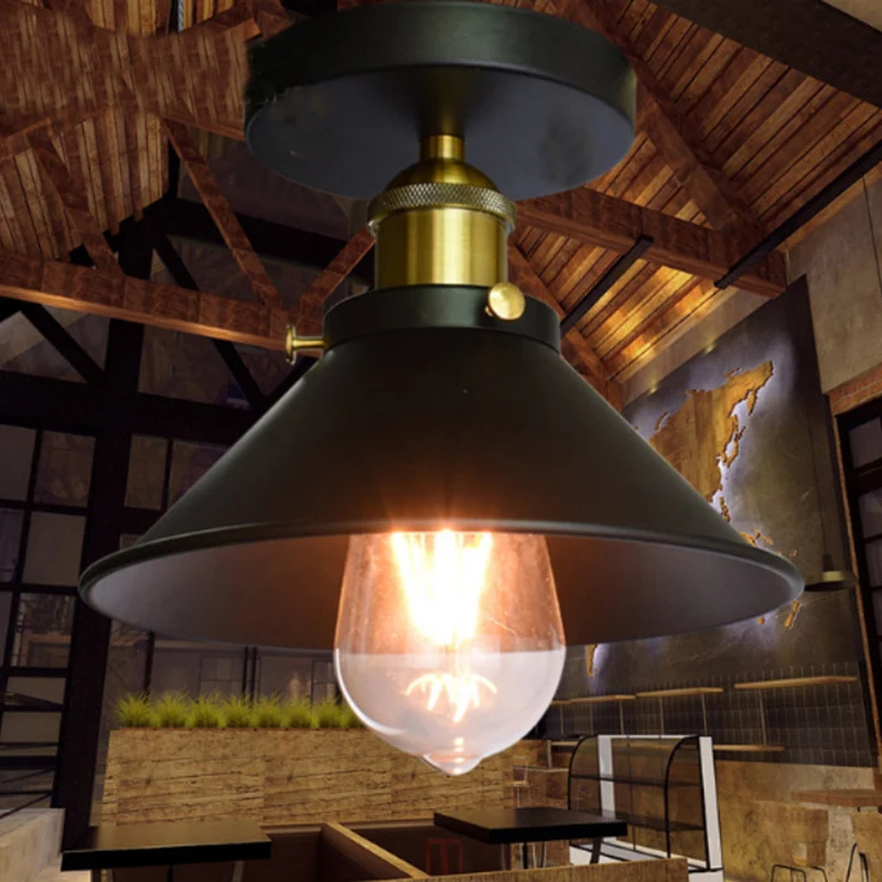 Uitlopende metalen inbouwlamp Boerderij 1 hoofdgang Semi-inbouwplafondlamp zwart Clearhalo