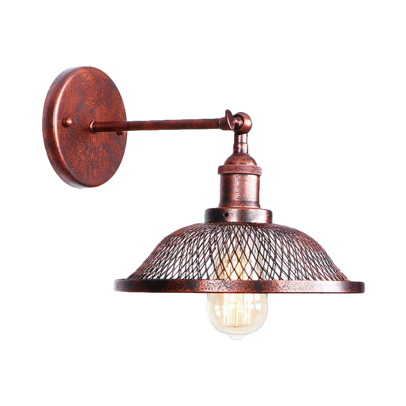 Uitlopende restaurant schansarmatuur met gaaskap, smeedijzeren wandlamp retrostijl, 1 lamp, zwart/roest Clearhalo