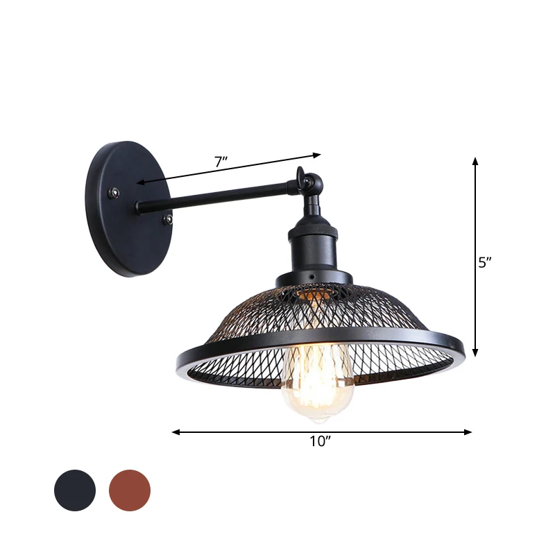 Uitlopende restaurant schansarmatuur met gaaskap, smeedijzeren wandlamp retrostijl, 1 lamp, zwart/roest Clearhalo