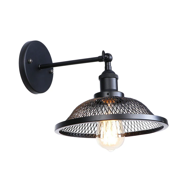 Uitlopende restaurant schansarmatuur met gaaskap, smeedijzeren wandlamp retrostijl, 1 lamp, zwart/roest Clearhalo