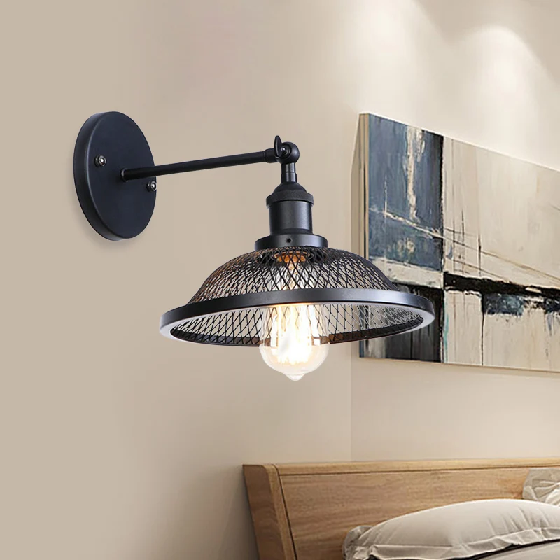 Uitlopende restaurant schansarmatuur met gaaskap, smeedijzeren wandlamp retrostijl, 1 lamp, zwart/roest Clearhalo