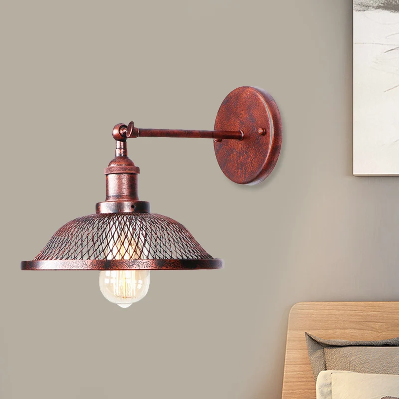Uitlopende restaurant schansarmatuur met gaaskap, smeedijzeren wandlamp retrostijl, 1 lamp, zwart/roest Clearhalo