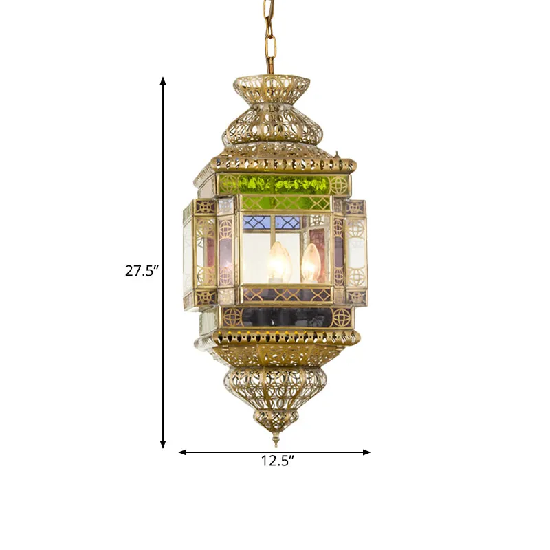 Uitsparing Restaurant Hangende Kroonluchter Arabisch Metaal 3 Lichts Messing Hanglamp Clearhalo