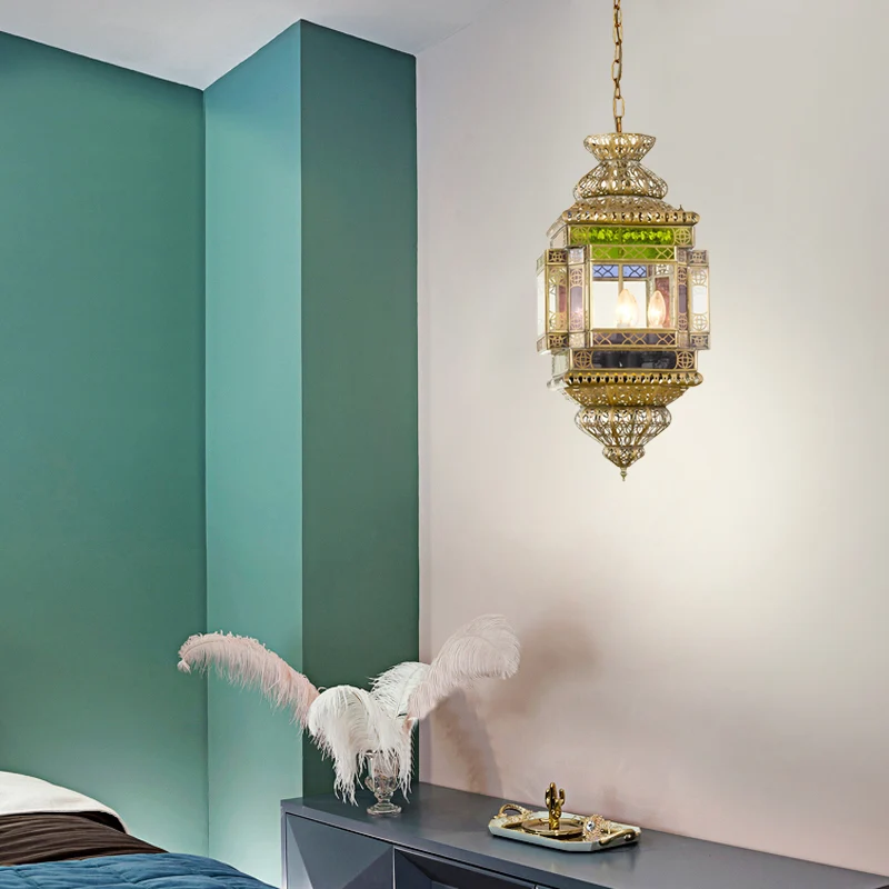 Uitsparing Restaurant Hangende Kroonluchter Arabisch Metaal 3 Lichts Messing Hanglamp Clearhalo
