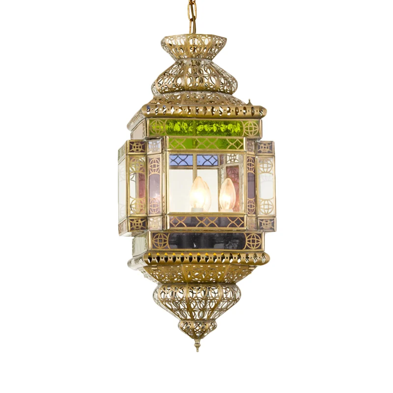Uitsparing Restaurant Hangende Kroonluchter Arabisch Metaal 3 Lichts Messing Hanglamp Clearhalo