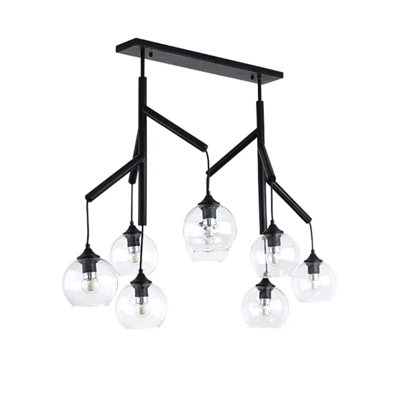 Ultramoderne, helderglazen eilandhanger met 8 lampen, hangende plafondarmaturen Clearhalo