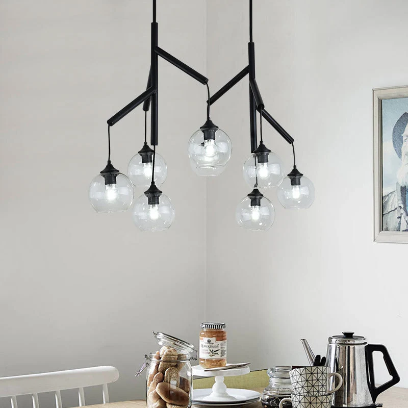 Ultramoderne, helderglazen eilandhanger met 8 lampen, hangende plafondarmaturen Clearhalo