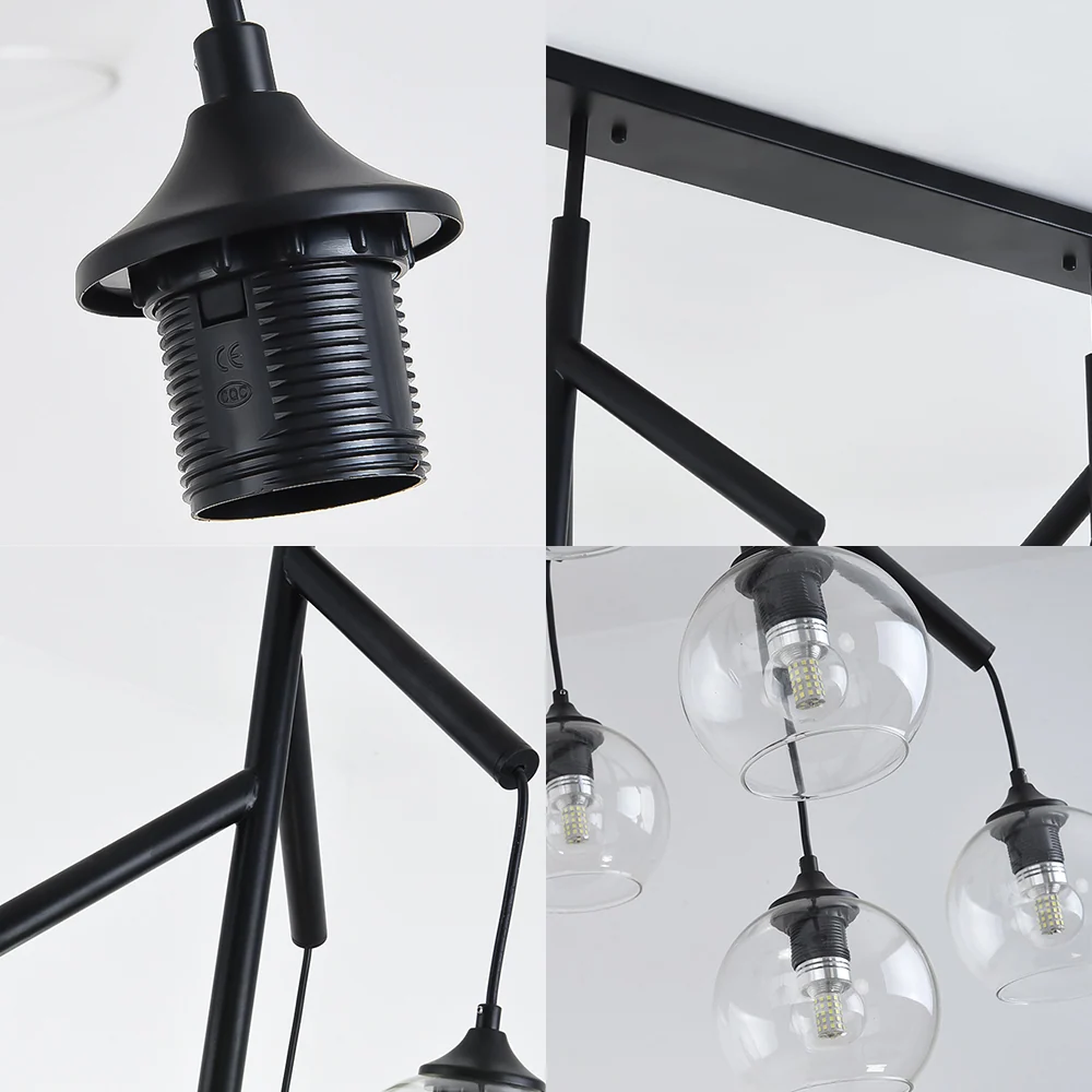 Ultramoderne, helderglazen eilandhanger met 8 lampen, hangende plafondarmaturen Clearhalo