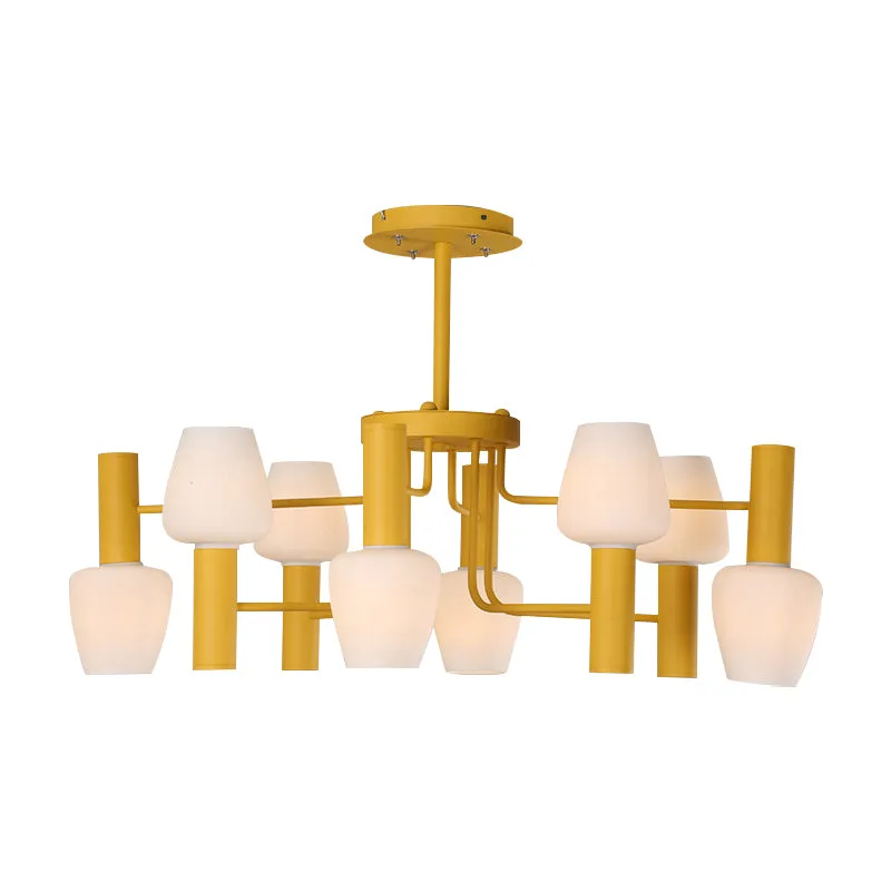 Undertint Bud-vormige plafondhanger 8 lampen Macaron Loft melkglazen kroonluchter Clearhalo