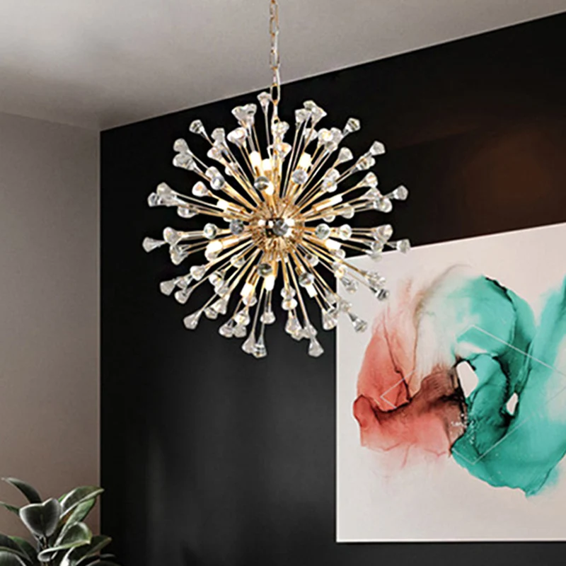 Urchin kroonluchter postmoderne metallic LED gouden hanglamp met kristallen accenten Clearhalo