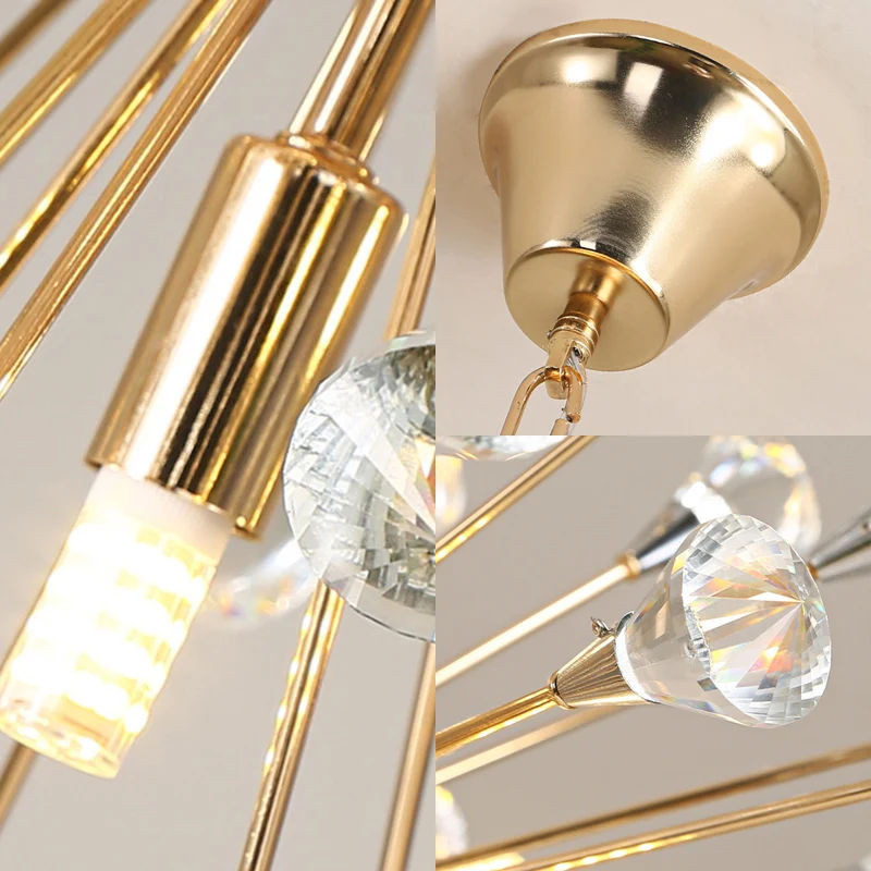 Urchin kroonluchter postmoderne metallic LED gouden hanglamp met kristallen accenten Clearhalo
