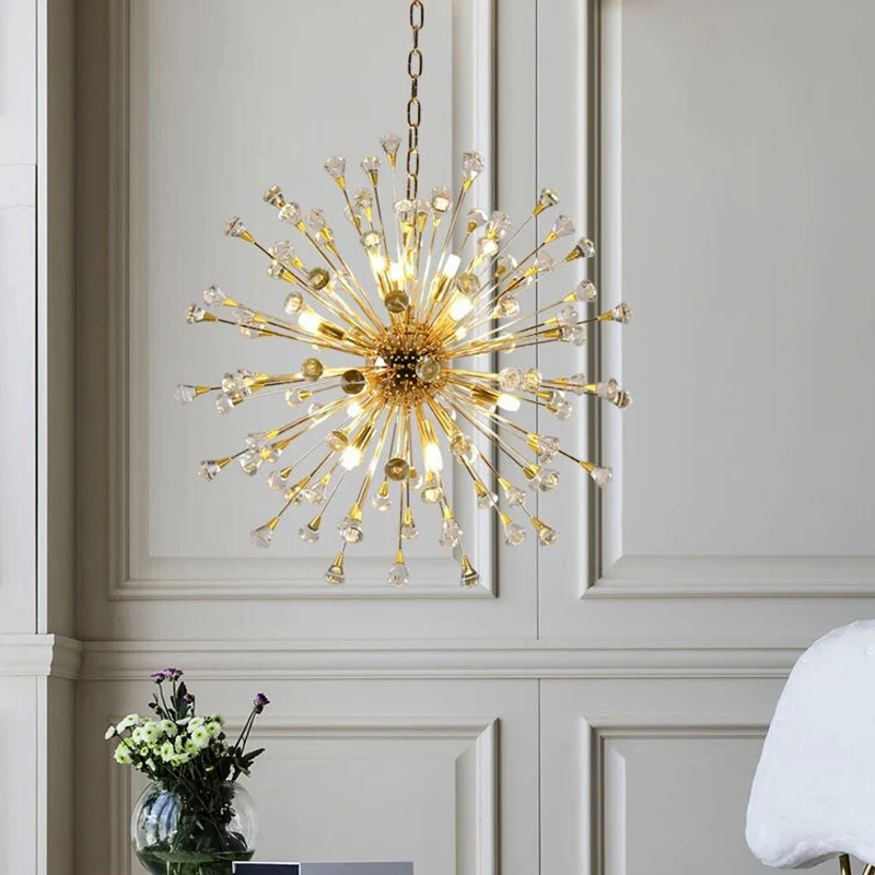 Urchin kroonluchter postmoderne metallic LED gouden hanglamp met kristallen accenten Clearhalo