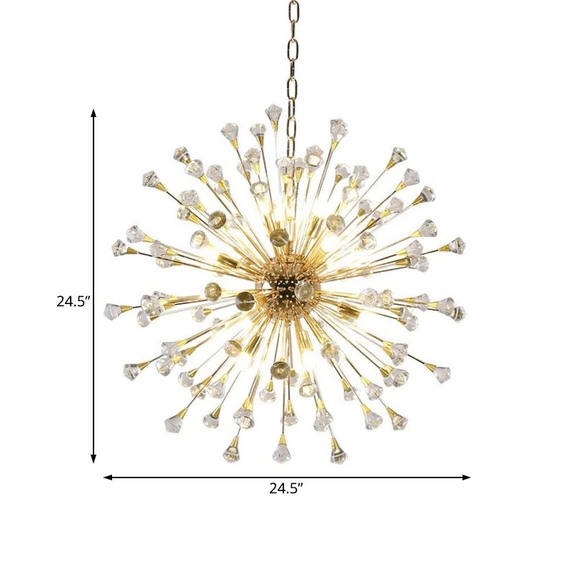 Urchin kroonluchter postmoderne metallic LED gouden hanglamp met kristallen accenten Clearhalo