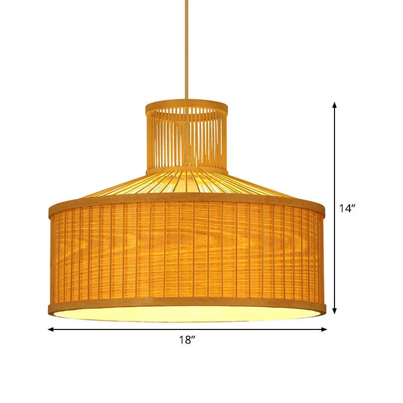 Urn hanglamp Chinese bamboe 1 kop beige plafond hanglamp, 18"/23,5" breed Clearhalo