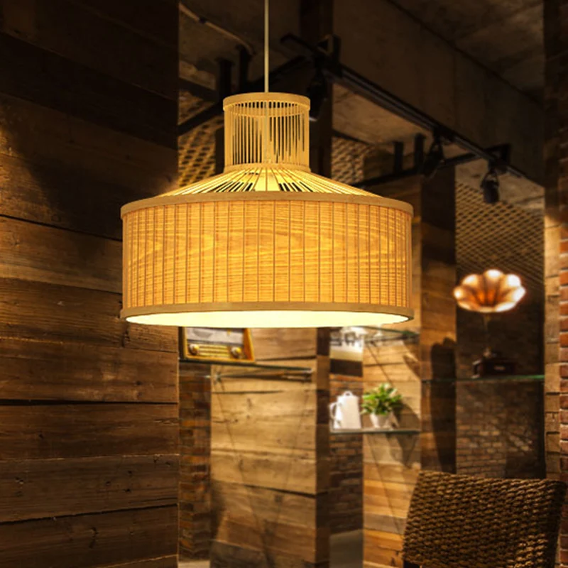 Urn hanglamp Chinese bamboe 1 kop beige plafond hanglamp, 18"/23,5" breed Clearhalo