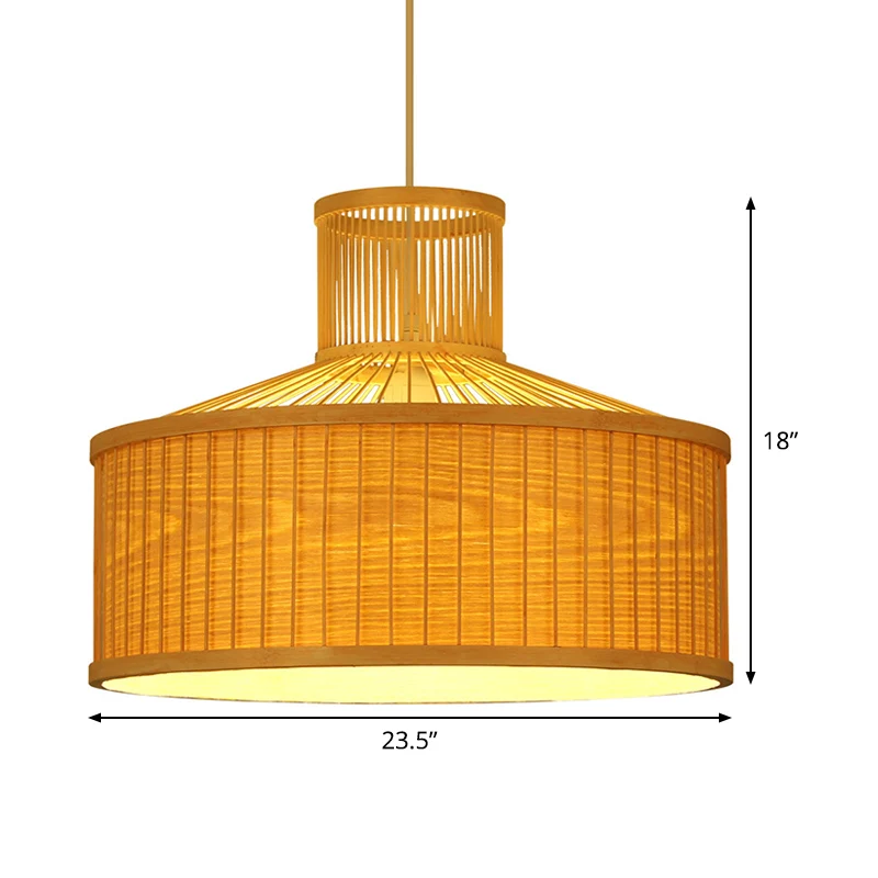 Urn hanglamp Chinese bamboe 1 kop beige plafond hanglamp, 18"/23,5" breed Clearhalo