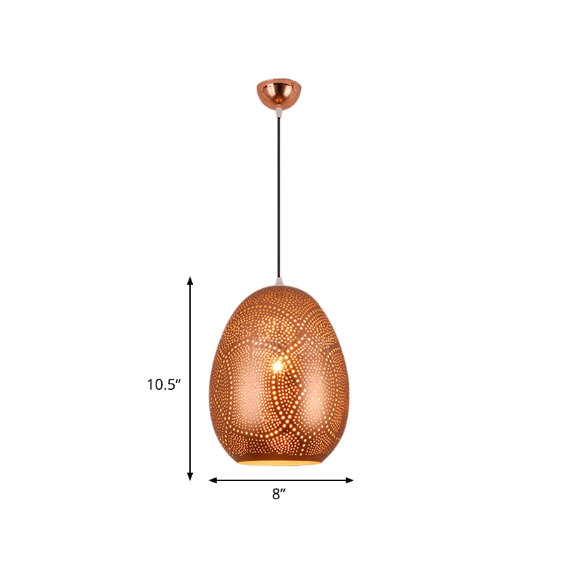 Urn hanglamp decoratief 1 kops metalen plafond hanglamp rosé goud, 8"/12" breed Clearhalo