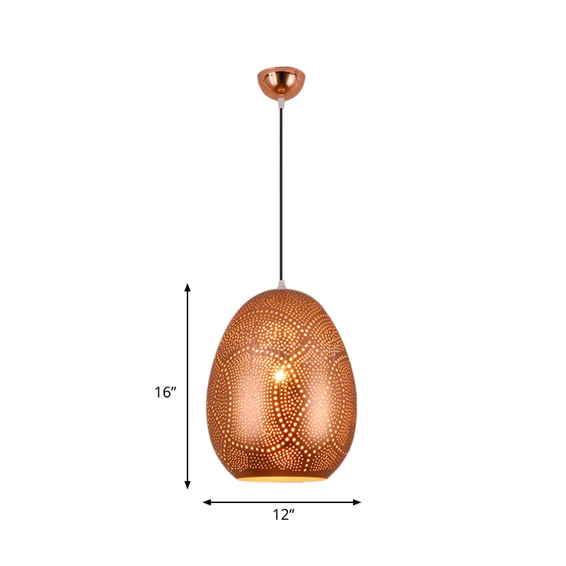 Urn hanglamp decoratief 1 kops metalen plafond hanglamp rosé goud, 8"/12" breed Clearhalo