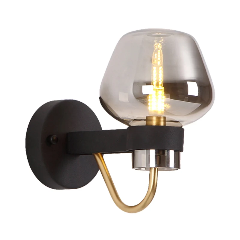 Urn Sconce Light Traditioneel 1-kops helder/amber/rookgrijs glazen wandverlichtingsarmatuur voor woonkamer Clearhalo
