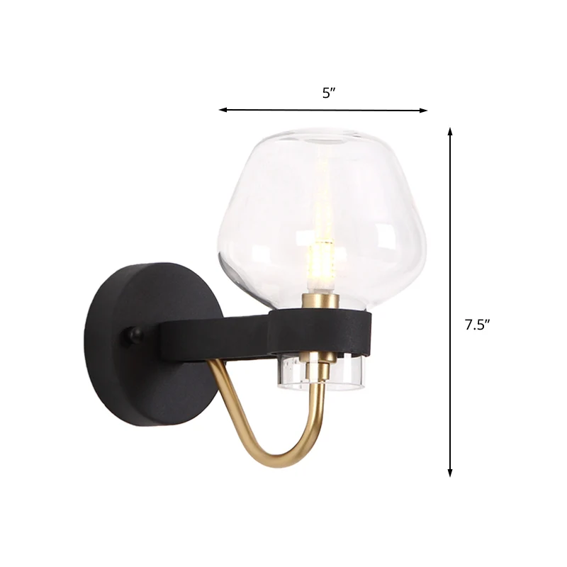 Urn Sconce Light Traditioneel 1-kops helder/amber/rookgrijs glazen wandverlichtingsarmatuur voor woonkamer Clearhalo