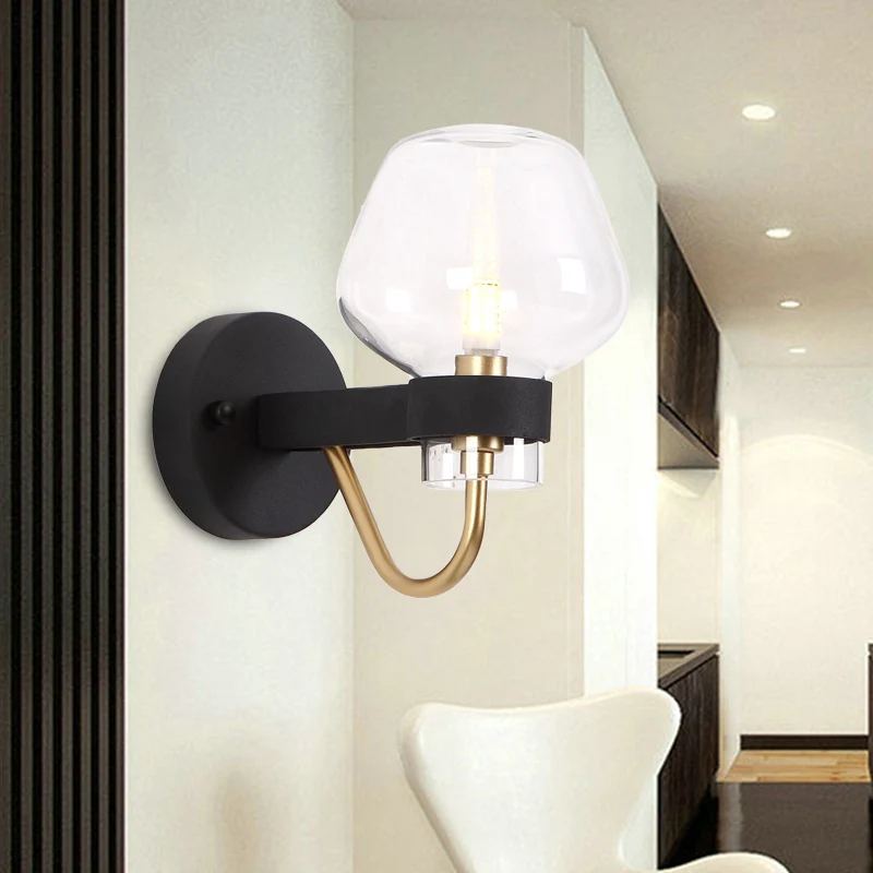 Urn Sconce Light Traditioneel 1-kops helder/amber/rookgrijs glazen wandverlichtingsarmatuur voor woonkamer Clearhalo